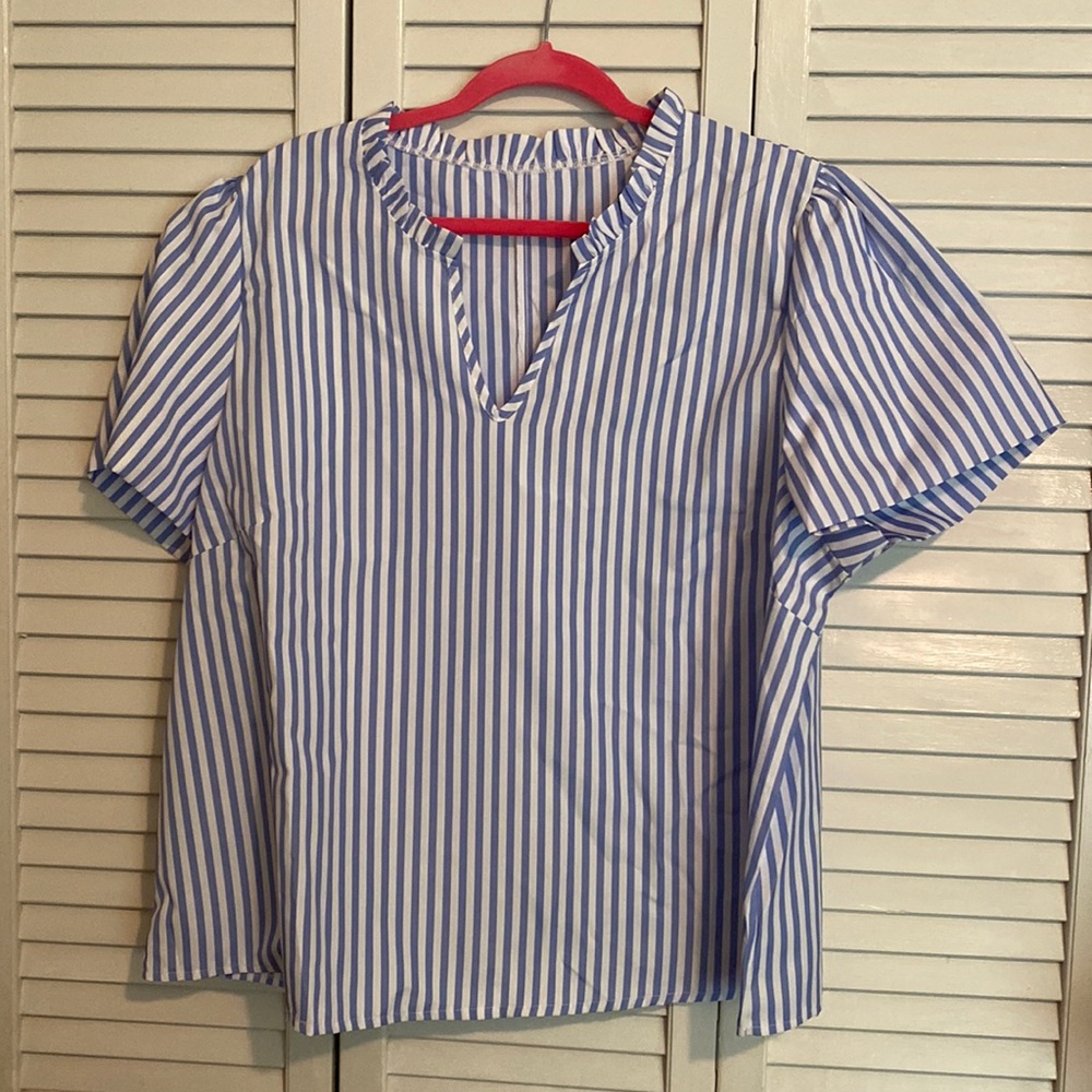 Stripe puff sleeve blouse
